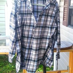 3X Plaid Flannel Collared Top Woman Within Plus